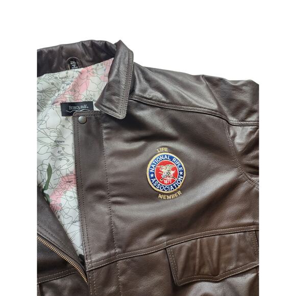 Burks Bay Leather Jacket Mens 2XL NRA Life Member Patch Logo \Bomber Vintage Y2K - Picture 16 of 16